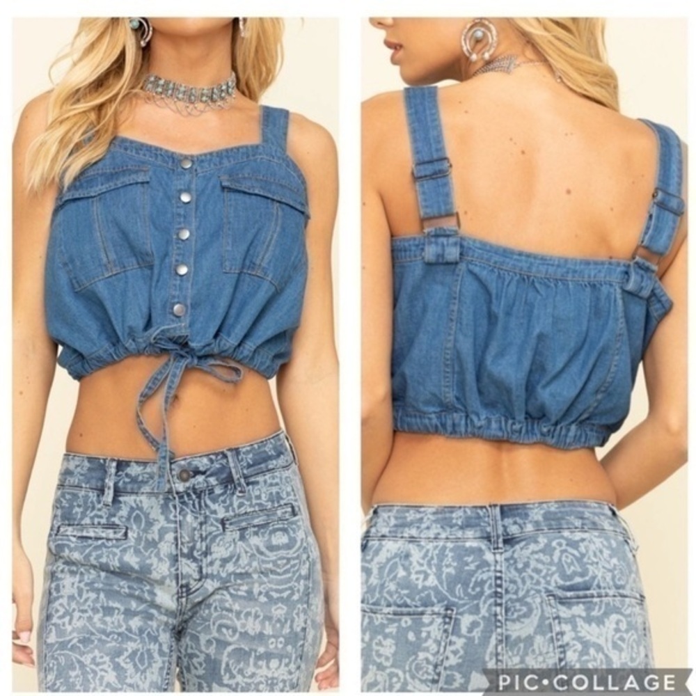 Free People Palm Desert Denim tank
Top Size Large